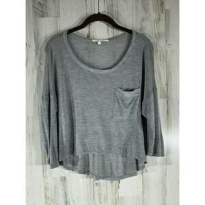 Loft X Joie Top Size Small Oversized‎ Gray High Low Hem Lightweight Sheer Modal
